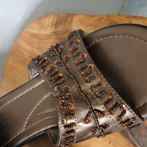 NWOT Seychelles Bronze and Amber beaded slides size 7 - Picture 5 of 6
